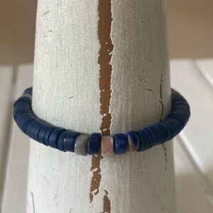 HAND CRAFTED Bead Surfer Navy Blue Bracelet with Gift Bag Jewelry Pouch